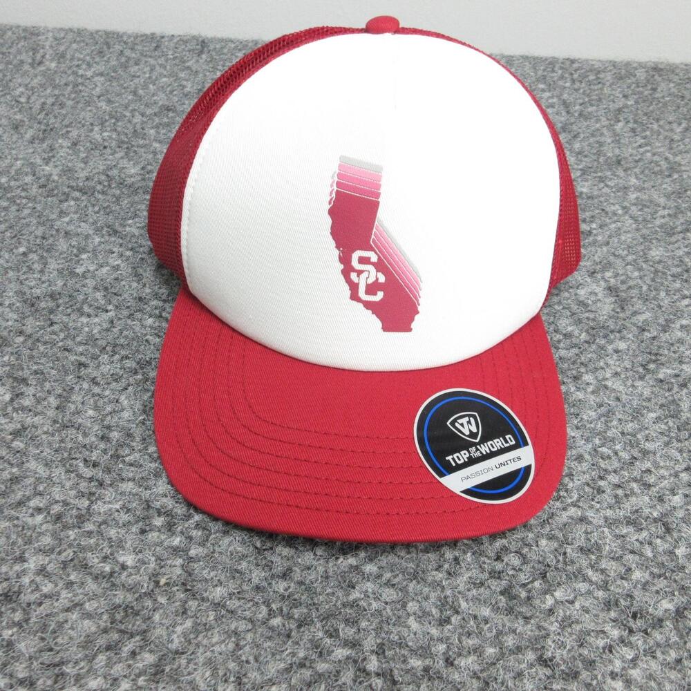 USC Trojans Hat Cap Snap Back Mens One Size Red White NCAA Football Trucker